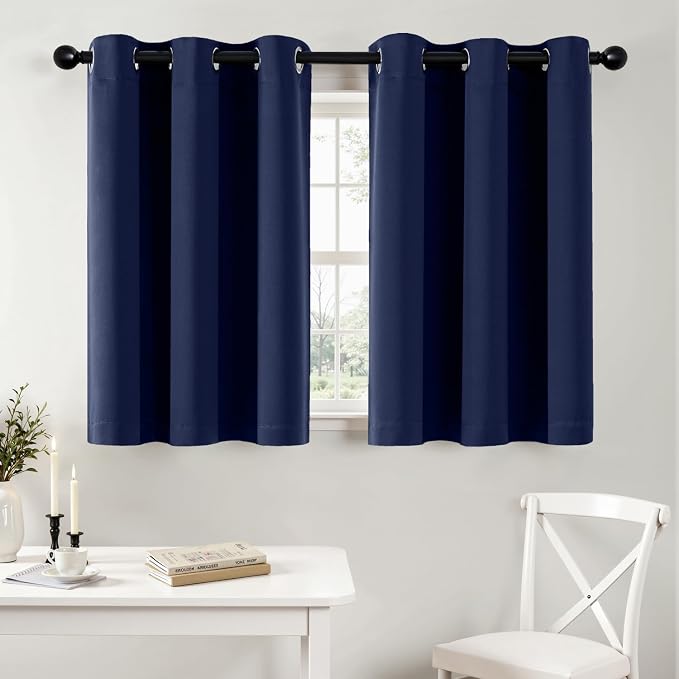 MIULEE Blackout Curtains for Bedroom Living Room 2 Panels, Thermal Insulated Room Darkening Drapes Grommet Noise Reducing Light Blocking Window Treatments 36 Inches Long 40x36 Inch Navy Blue