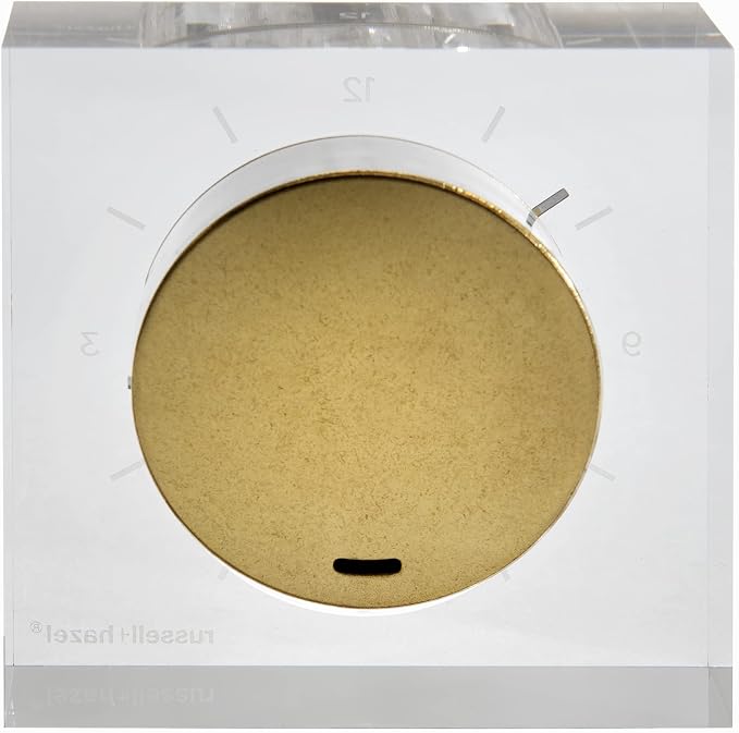 russell+hazel Acrylic & Gold Desk Clock, Clear | Keeps time with upscale style on a desk or shelf. A clear acrylic clock with an etched face & gold-toned brass accents.