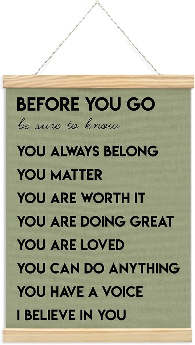 Mental Health Positive Inspirational Wall Art Decor, Therapist Office Signs Wall Art Decor For Office Kids Teen Girls Room Bedroom Playroom Wall Decor Wood Posters Framed（olive green）