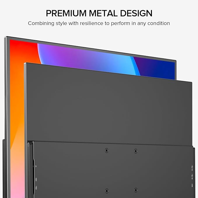 UPERFECT Portable Monitor 18.5" 120HZ 125% sRGB Portable Laptop Monitor w/VESA & Stand, FreeSync HDR Gaming Monitor, 350Nits USB-C & MINI HDMI Travel Second Screen for Laptop, PC, Game Consoles