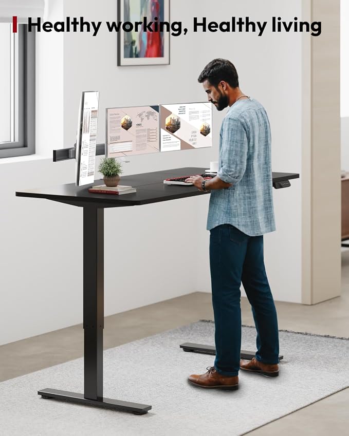 SANODESK Dual Motor Electric Standing Desk 79 x 32 Inches, Height Adjustable Sit Stand Desk with Large Splice Board for Home Office, Computer Workstation, Study & Gaming, Black Frame/Black Top