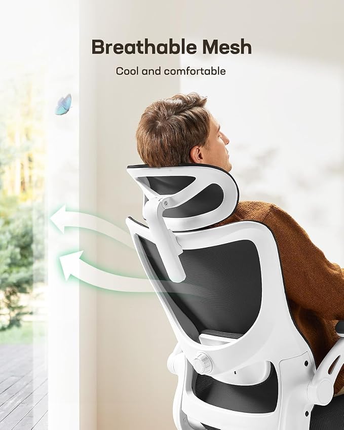 Marsail Ergonomic Office Chair with 3D Armrests, Pack of 3 | Office Desk Chair with High Back Mesh, Adjustable Lumbar Support, Rolling Work Swivel Task Chairs with Wheel, Headrest, home