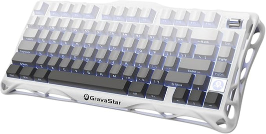 GravaStar Mercury K1 75% Wireless Mechanical Gaming Keyboard, Aluminum Alloy Exoskeleton Design, Gasket Custom Keyboard Hot-Swap Socket, Linear Switches, RGB Backlit【Gradient White】