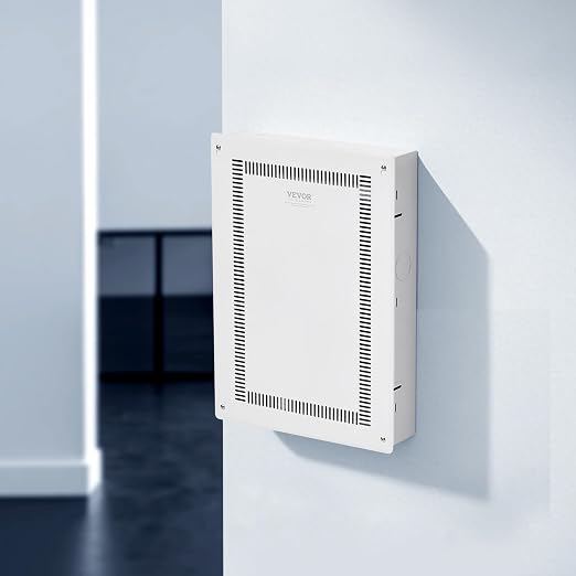 VEVOR Structured Media Enclosure, 20-Inch, Recessed in-Wall Media Box with Cover, Wall-Mount Cable Management Box Kit, Structured Wiring Multi-Media Cabinet, Cold-Rolled Steel, for TV Home Theater
