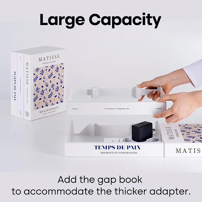 Book Shape Decorative Cable Management Box - Expandable Cable Organizer Box with Magnetic Closure for Home & Office (Blue Coral, Large)