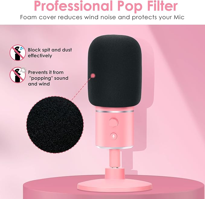 Pink Seiren X Shock Mount and Pop Filter - Pink Microphone Shock Mount for Razer Seiren X, Seiren V2 X Microphone, Shock Mount Mic Holder Compatible for Razer Seiren X Boom Arm Stand by YOUSHARES