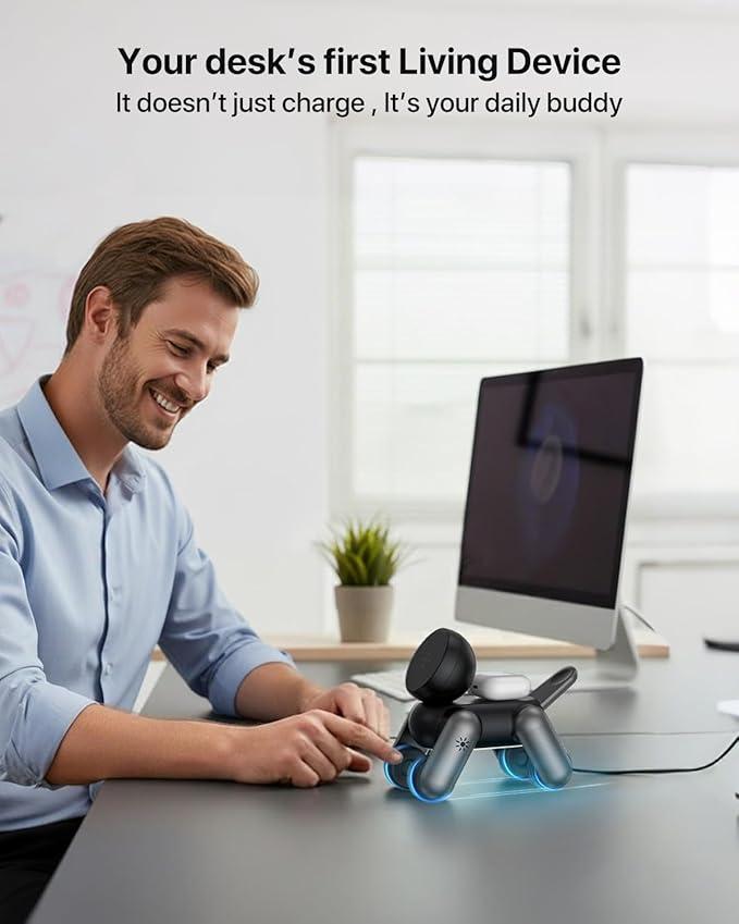 3 in 1 Wireless Charging Station for Apple Devices,Foldable Cute Magnetic Mag-Safe Wireless Charger Stand with Night Light for iPhone 17 Air 16 15 14 13 12 Series,AirPods 4 3 2 Pro,Apple Watch