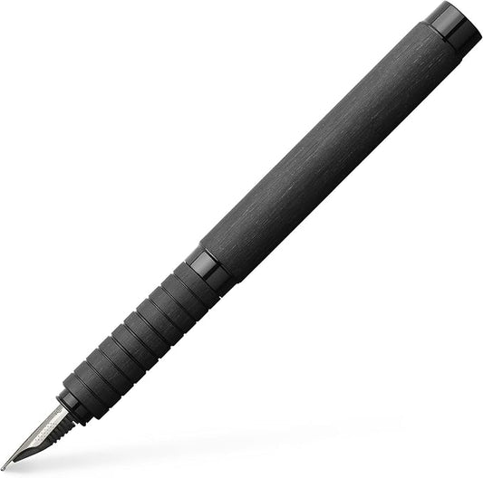 Faber-Castell Essentio Aluminum Black Fountain Pen - Extra Fine Nib with Black Ink - Fine Writing Instruments