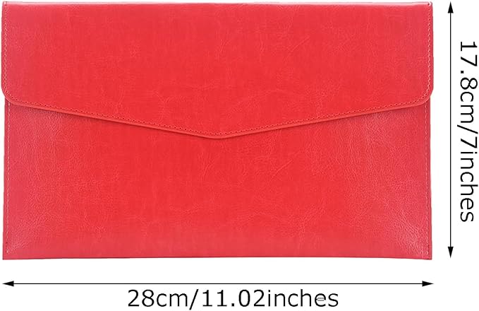 PU Leather A5 File Folder Document Holder A5 Envelope Folder with Snap Closure for Receipt 2Packs (Blue&Red)