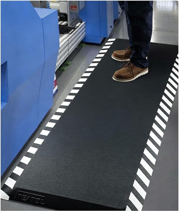 FEATOL Anti Fatigue Mat Industrial, Ergonomic Standing Floor Mat for Work for Stand, Safety Support for Leg & Back Pain(White Border,24" x 70",1PC)