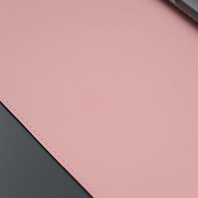 Jersey Genuine Calfskin Leather Desk Pad, Office Desk Mat with Non-Slip Bottom, Smooth Surface for Mouse & Keyboard, Desk Protector (36x19 inches) (Pink)