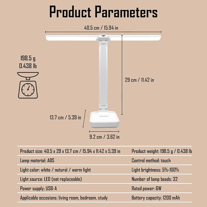 LED Double Head Desk Lamp, Rechargeable Portable Table Lamp, Adjustable Light Color and Brightness, USB Powered, LED Light for Work, Reading, Emergency (Pink)