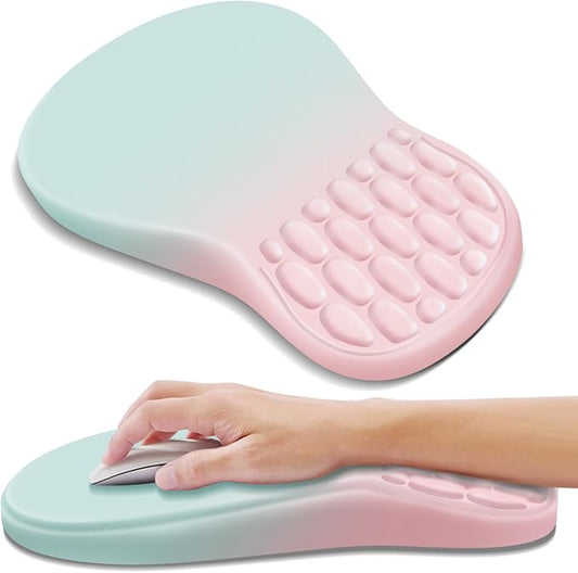 YIWEI Ergonomic Mouse Pad with Wrist Rest for Carpal Tunnel Pain Relief | Memory Foam Wrist Support,Non-Slip Rubber Base, Keyboard Computer Mousepad,Lycra Cloth Surface,Gaming Home Office