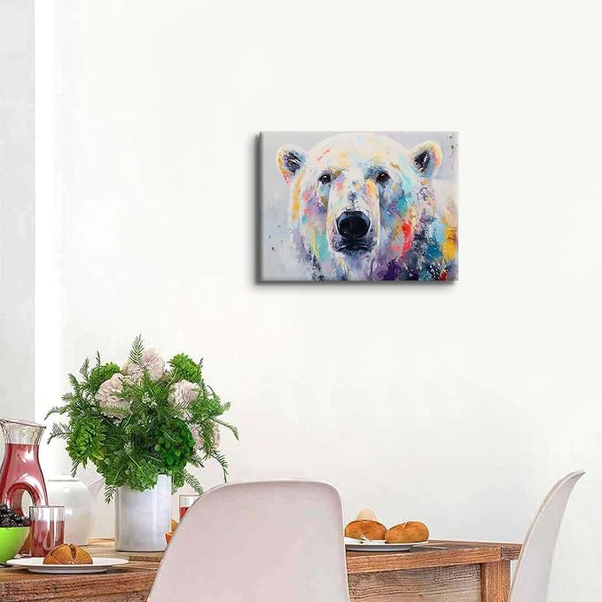 Watercolor Bear Wall Art Nursery Wall Decor Abstract Nature Cute Bear Canvas Picture for Kids Toddler Bedroom Painting Minimalist Safari Animal Poster Prints Artwork Home Playroom Decorations 12x16”