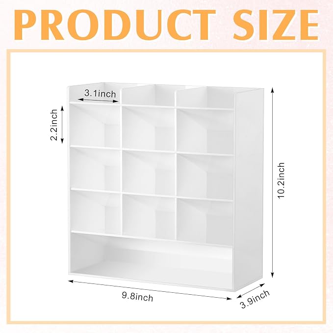 MotiMind Acrylic Pen Organizer Storage for 150 Markers Vertical Marker Organizer Acrylic Pen Display Holder for Office Desk Desktop Stationery Pencil Storage, White, 10.2 x 4 x 9.8 Inch