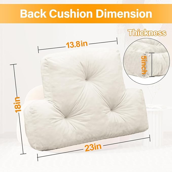 1 MIDDLE ONE Back Pillow for Chair, Memory Foam Lumbar Pillow for Back Support, Back Rest Cushion for Office, Sofa, Couch Sitting, Recliner, Bed and Lower Back Pain (Beige)