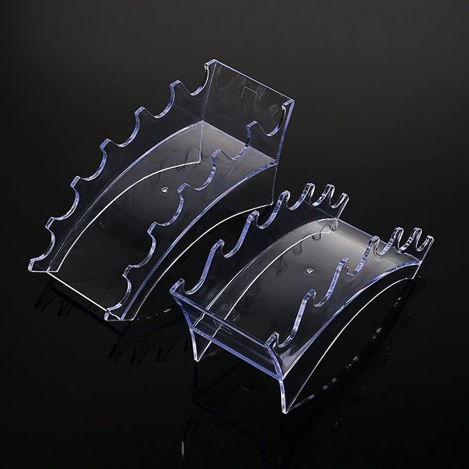 Hipiwe Acrylic Pen Holder Display Stand Makeup Brush Organizer, 2Pcs 6-Slot | Clear Nail Brush Eyebrow Fountain Pen Display Rack (Pack of 2)