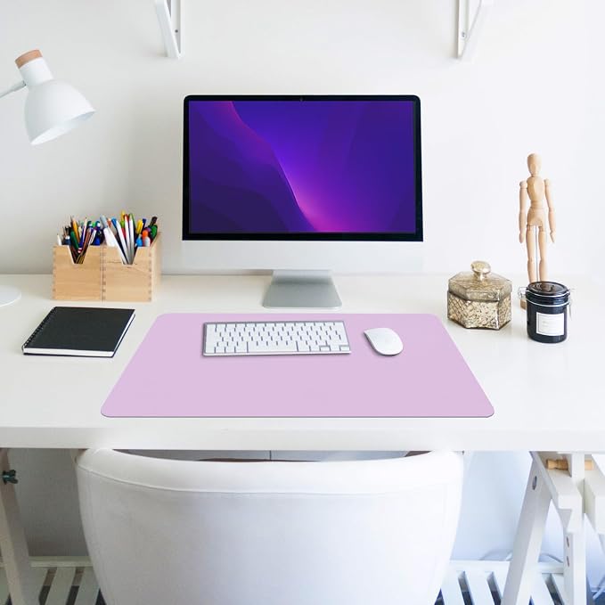 Non-Slip Desk Pad Mat, Leather Purple Desk Mat for Desktop, Large Mouse Pad, Waterproof Computer Mouse Mat Desktop Protector for Office/Home, 23.6" x 13.7"