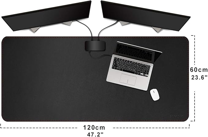 ZORESYN Large Leather Desk Pad 47.2"x23.6", PU Leather Desk Blotter for Office, Non-Slip Waterproof Mouse Pad Mat for Keyboard Laptop, Extra Large Desk Protector (Black)