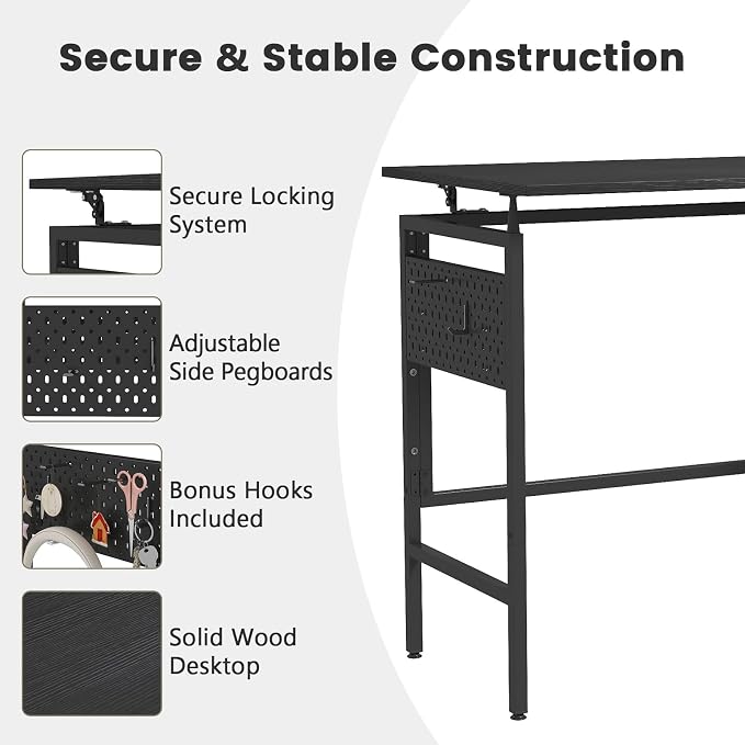 Hadulcet 31'' Folding Desk, Black Portable Desk with Pegboard Storage, Small Folding Computer Table for Bedroom, Portable Computer Desk for Study, Space-Saving for RV & Home Office