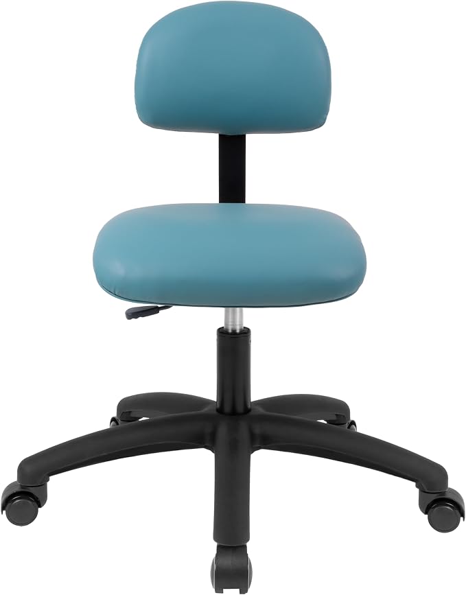 FSS Series Square seat Low (17"-22") seat Height Chair. Vinyl-for Office, Garage, Desk, Shop, Computer, Doctor, Medical, Easy to Clean! NO Footring (Aqua, Low, Self Braking Casters)