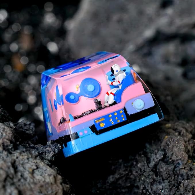 Astronaut Artisan Keycap Blue Spaceship - 1U ESC, R1 SA Profile Custom Handmade Resin Cherry MX Switch Key Cap Mechanical Keyboard, Cool Tech Gifts for Men, Dad, Father, Gamer, Space Lover