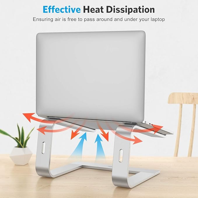 OMOTON Laptop Stand, Detachable Laptop Mount, Aluminum Laptop Holder Stand for Desk, Compatible with MacBook Air/Pro, Dell, HP All Laptops (11-16 inch), Silver