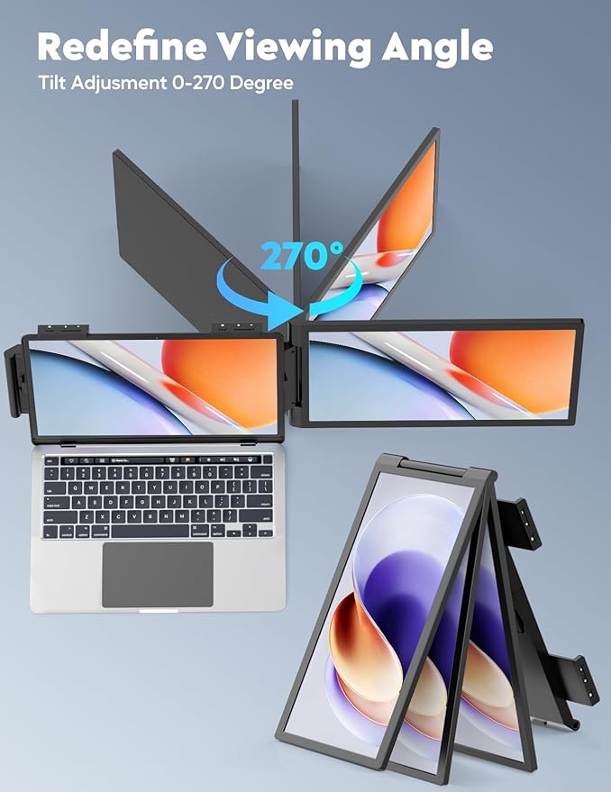 HONGO 14'' Laptop Screen Extender, FHD 1080P IPS Dual Display Portable Monitor for 14-16'' Laptops, USB-C/HDMI, Plug and Play for Windows, Mac, Android, Switch and PS5