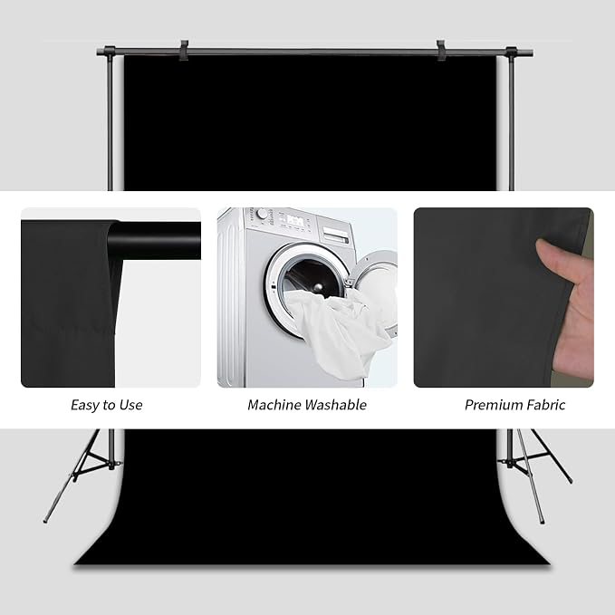 Black Backdrop Virtual Black Background Sheet Fabric Wrinkle Resistance Photo Background for Photo Studio Shooting Props 8x10FT