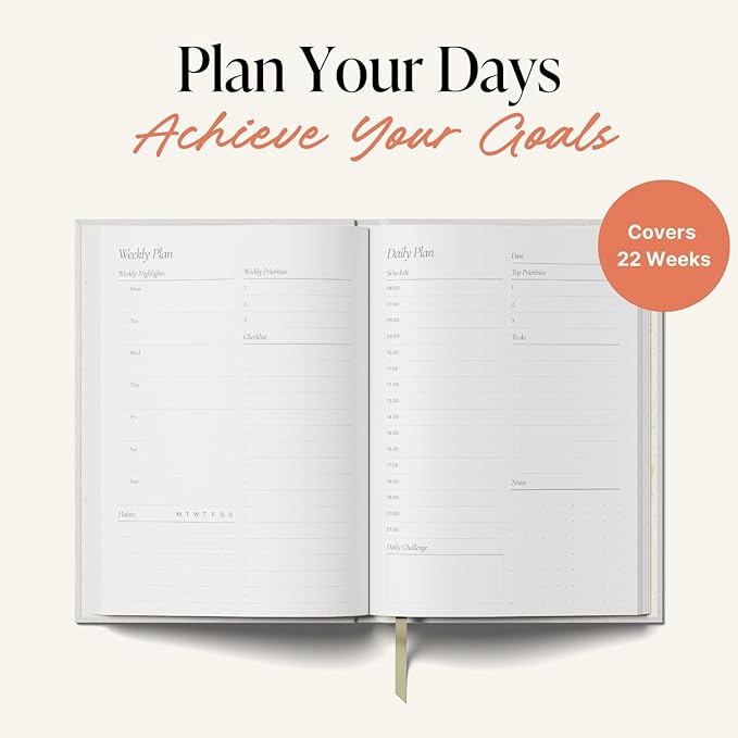 Yop & Tom Undated Daily Planner - Productivity Planner with Flower Vase Illustration - Weekly and Daily Organizer with Time Slots