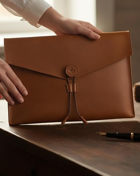 Carrier Bag Case Genuine Leather Portfolio Folder Document Organizer Laptop & Tablet,Folio Case for Men & Women