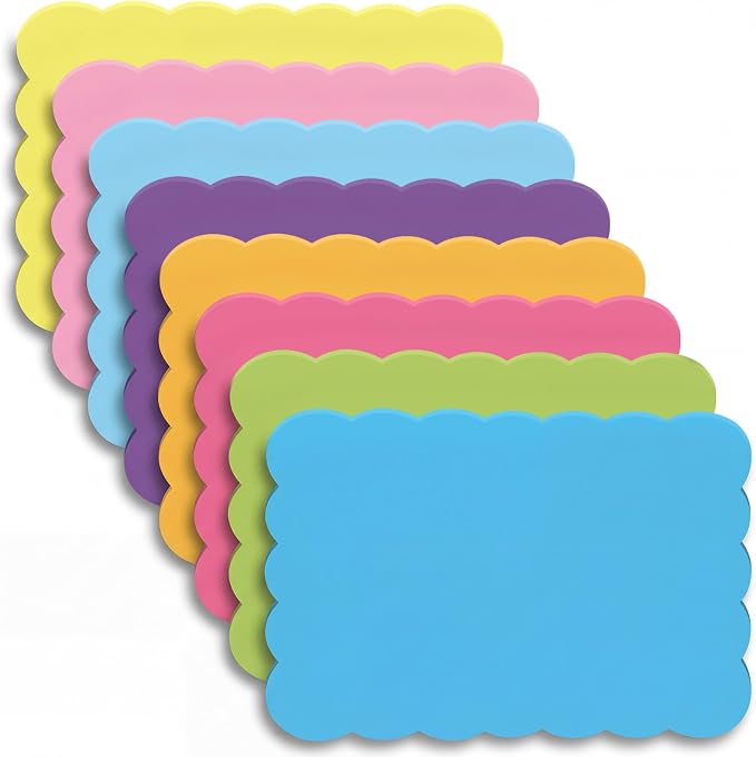 Eaasty 8 Pack Scalloped Sticky Notes Cute Adhesive Memo Pads Rainbow Colors Aesthetic Unlined Self Stick Note Pads 3" x 5" Pretty Wavy Sticky Notes Bulk 240 Sheets for School Office Supplies