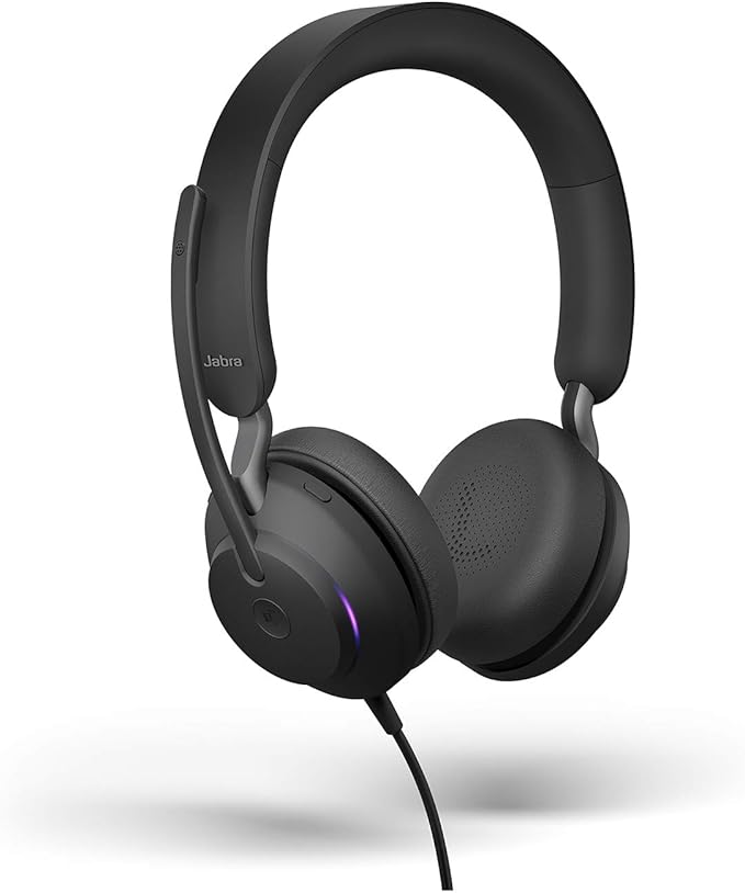 Jabra Evolve2 40 MS Wired Headphones, USB-A, Stereo, Black – Telework Headset for Calls and Music, Enhanced All-Day Comfort, Passive Noise Cancelling Headphones, MS-Optimized with USB-A Connection