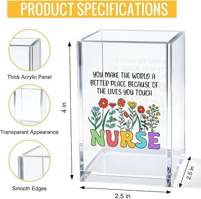 You Make the World a Better Acrylic Cosmetic Pencil Pen Bookmark Storage Holder Cup, Funny Inspirational Quote Holder Cup Gifts for Women NICU Nurse Doctor Teacher, Graduation Gifts for Nurse