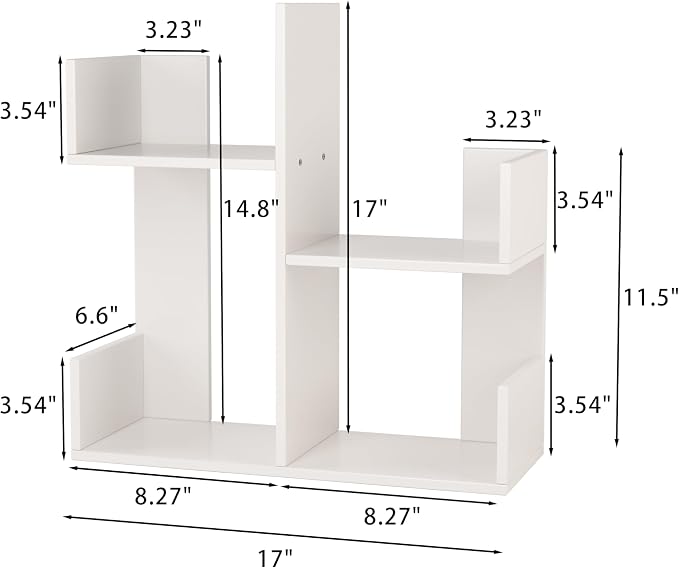 Modern 2-Tier Desk Bookshelf, Short Book Organizer, Display Shelf & Desktop Storage Rack, Space-Saving Desk Bookshelf for Books, Decor & Small Items, White