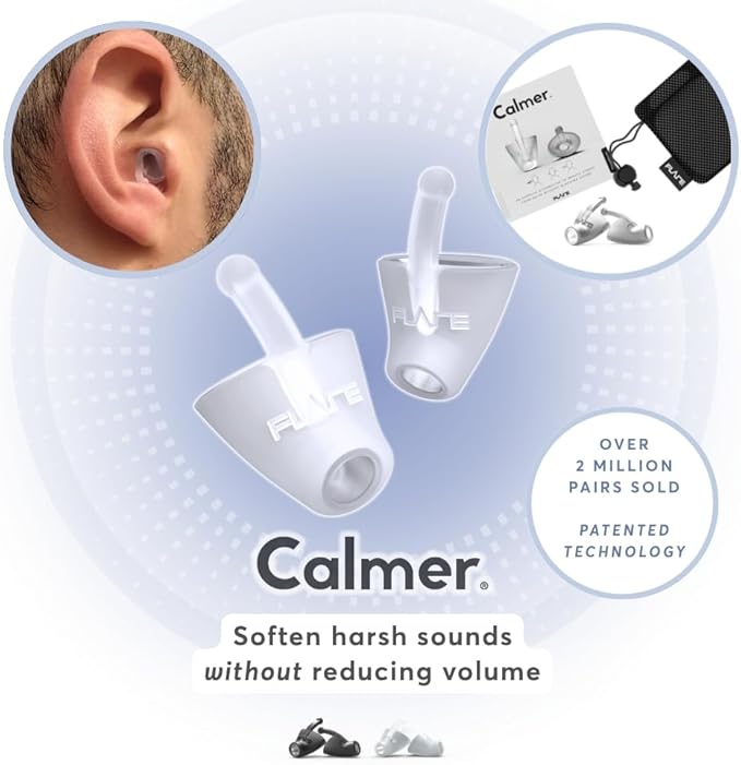 Flare Audio Calmer | Noise Reducing Ear Plugs Alternative | Silicone Reusable Ear Plugs for Noise Sensitivity, Focus and Travel | Ear Plugs for Noise Reduction (pro mini, White)