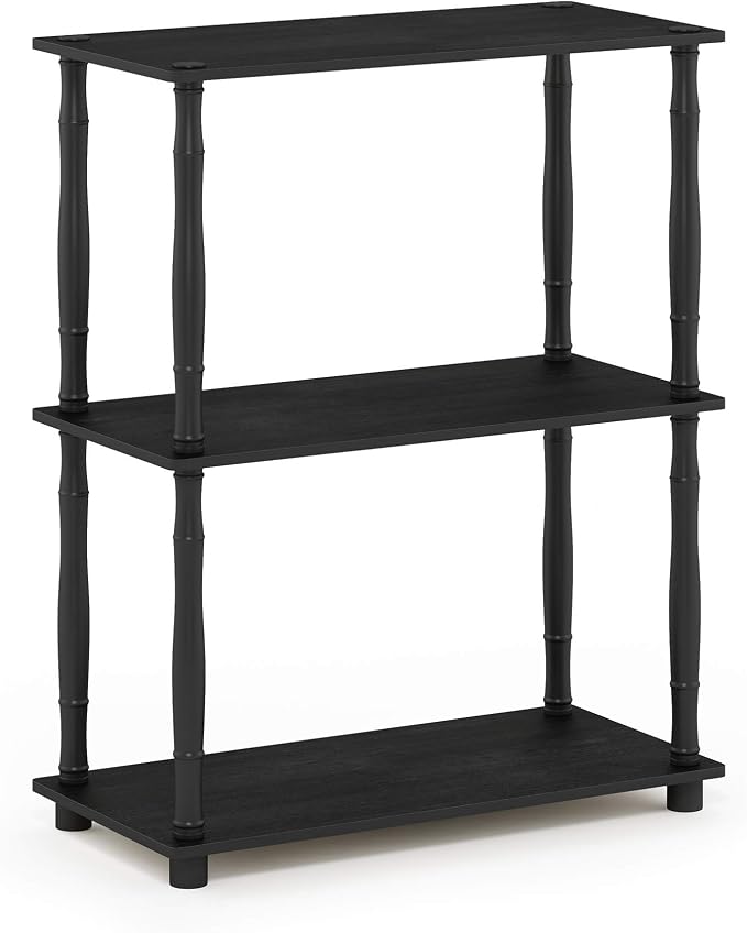 Furinno TURN-N-TUBE Storage Shelves, 3-Tier Book Shelf, Corner Shelf, Toolless Open Shelves, for Organization and Storage, Living Room, Garage, Home Office, Americano