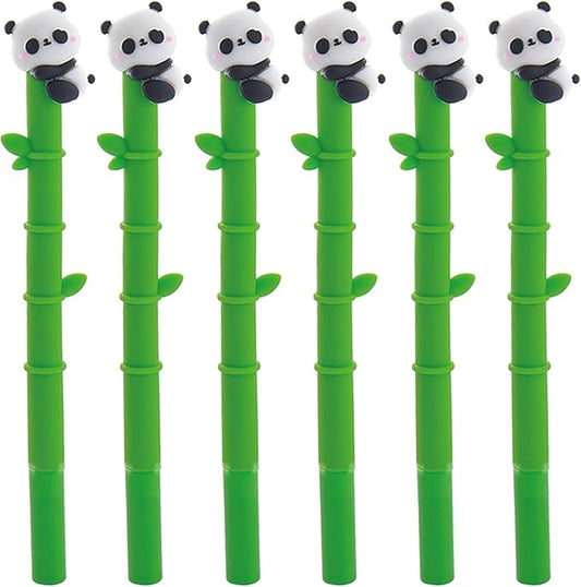 6 Pcs Cute Panda Pens Black Ink Gel Pens 0.5mm Smooth Writing Pen Green Bamboo Shaped Pen for Women Men Office School Supplies (6Pcs Panda)