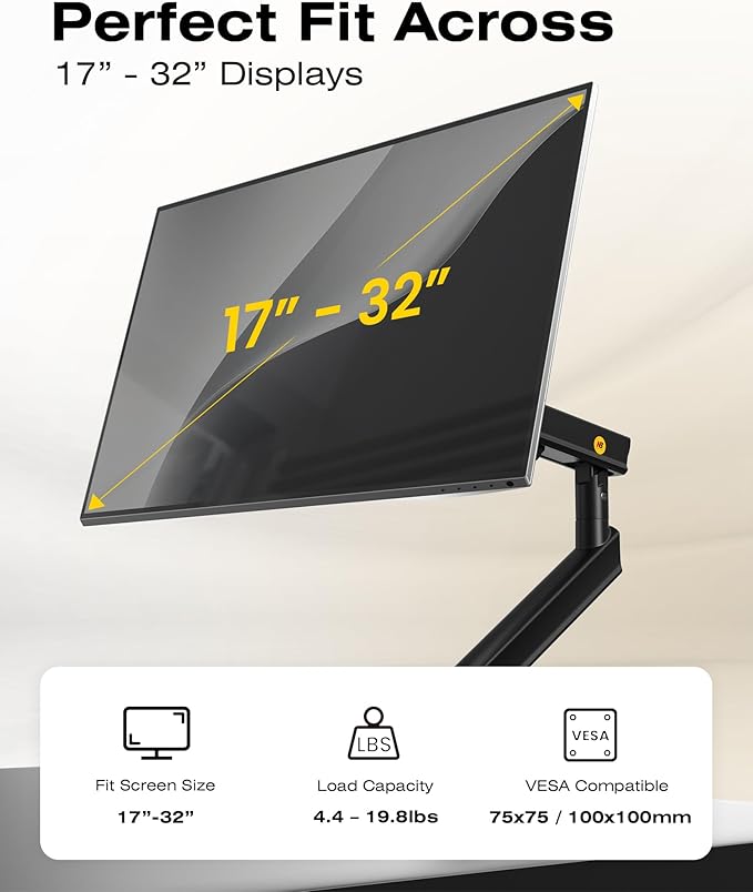NB SmooVex™ Monitor Mount, Monitor Stand fits up to 32 Inch, Mechanical Spring Mount, VESA 75/100 mm, Model-A5(Black)