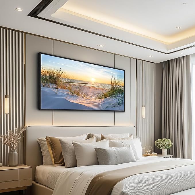 MHARTK66 Large Wall Art for Living Room Modern Wall Decor for Bedroom Beach Landscapes Painting Coastal Picture Ocean Sunset Artwork for Walls Canvas Prints for Bathroom Office Framed Home Decorations