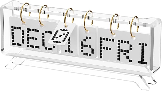 Desk Acrylic Calendar, Perpetual 2026 Daily Display Calendar, Reusable Yearly Wall Standing Calendars with Wall Hook for Home Office Decor Desk Accessories (Clear)