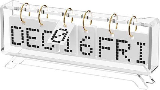 Desk Acrylic Calendar, Perpetual 2026 Daily Display Calendar, Reusable Yearly Wall Standing Calendars with Wall Hook for Home Office Decor Desk Accessories (Clear)