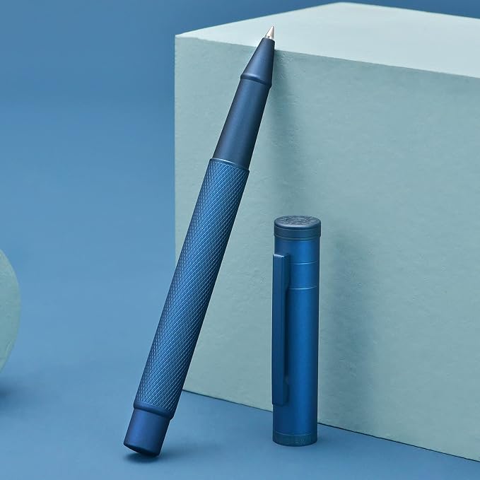 Hongdian Dark Blue Forest Rollerball Pen with Schmidt Black Ink Refill, Classic Design with Metal Case for Business Signature