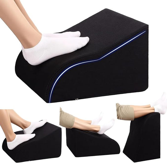 Foot Rest for Under Desk at Work, Ergonomic Under Desk Footrest with Washable Cover for Office, Home & Gaming Leg Elevation Pillow Black