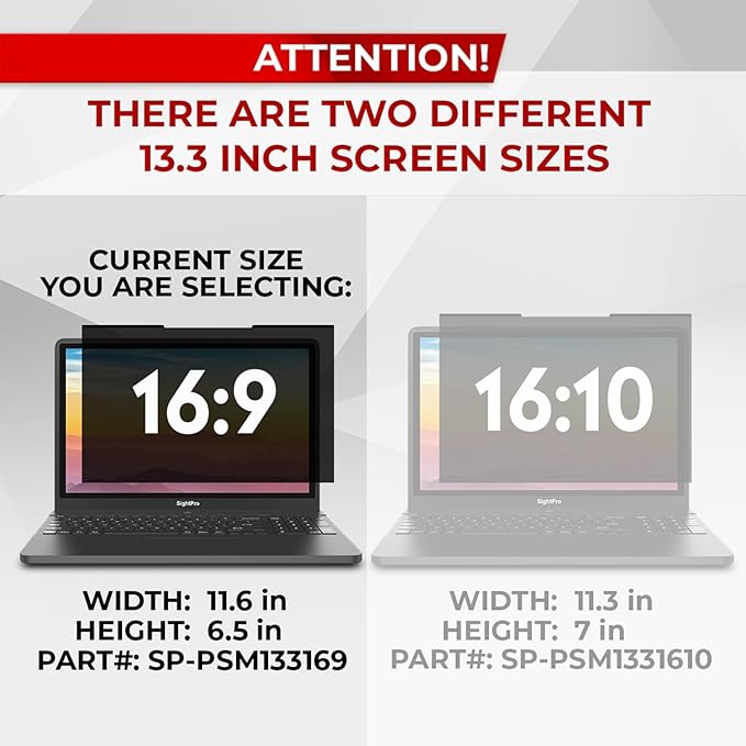 Magnetic Laptop Privacy Screen 13.3 Inch 16:9 - Patented Removable Laptop Privacy Filter Shield and Protector