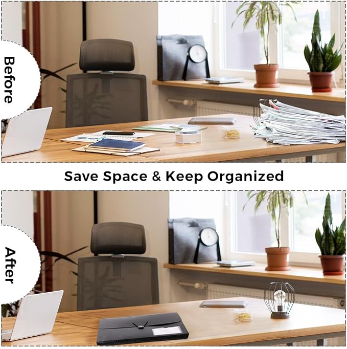 SKYDUE 2Pack Expanding File Folder, Accordion File Organizer with 13 Pocket | Accordion Folder with Labels for A4/Letter Sized Paper, Document Receipt Organizer for Office, School, Home
