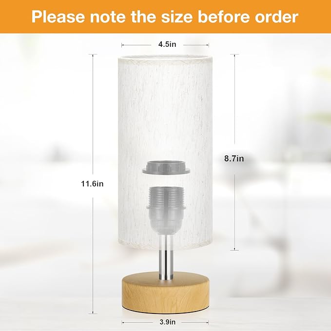 PartageiZ Small Table Lamp for Bedroom - Bedside & Desk Lamp, Minimalist Nightstand Light for Kids, Living & Office Room