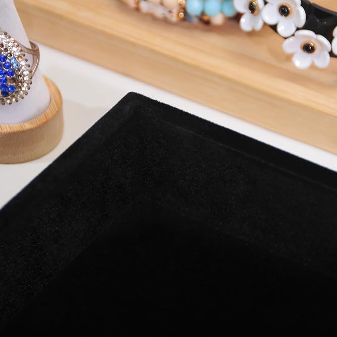Bedside Organizer Tray, Desktop Storage Tray for Jewelry, Sunglass, Phone, Watch, Perfume,Lipstick, Nightstand Desk-top Catchall, Multi-use Holder Box for Desk Drawer (Black 1Grid)