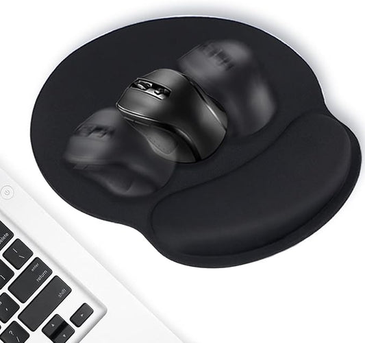 TONOS Ergonomic Mouse Pad, Comfortable Mousepad with Memory Foam Wrist Rest Support. Black Mouse Pad with Smooth Surface & Non-Slip Rubber Base for Computer, Laptop, Office and Home