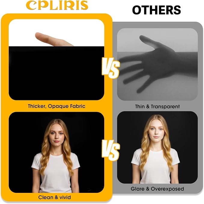 CPLIRIS 10x20ft Black Backdrop for Photography, Dual-Size Dual-Pocket Design Photo Booth Background for Portrait Photoshoot, Party and Video with Both Options of 10 feet and 20 feet in Width
